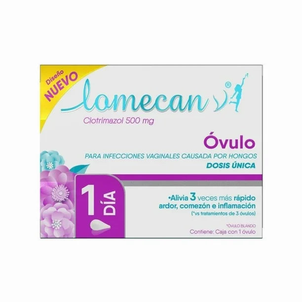 Lomecan 1 día 500 mg 1 óvulo