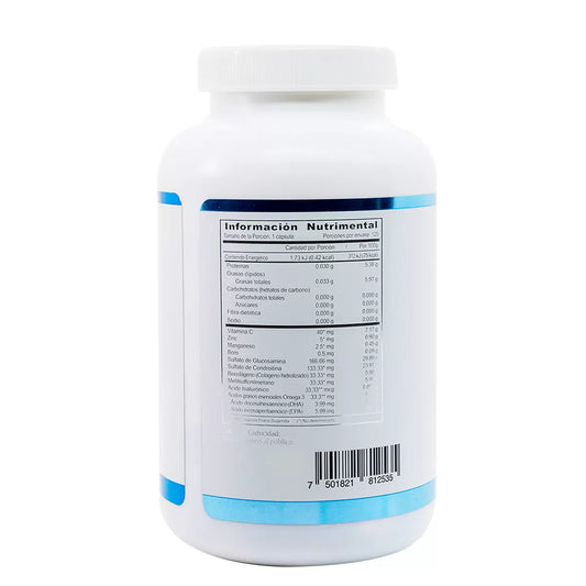 Just Glucosamine, Condroitina, Ácido Hialurónico, Colágeno, Zinc y Boro - 120 Capsules