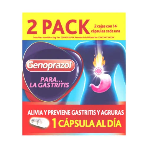 Genoprazol Gastritis, 20 mg 2 Pack, 14 Caps