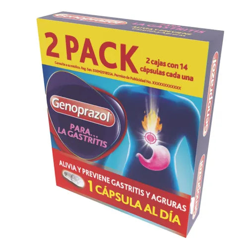 Genoprazol Gastritis, 20 mg 2 Pack, 14 Caps