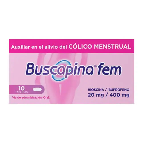 Buscapina Fem Menstrual Cramp Relief Aid, 10 tablets.
