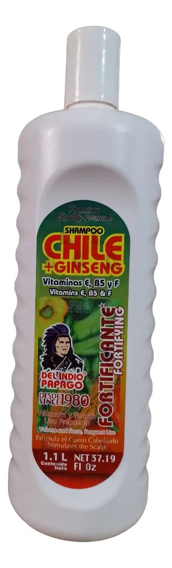 Del Indio Papago Chili + Ginseng Shampoo | Shampoo de Chile y Ginseng, 1.1 L