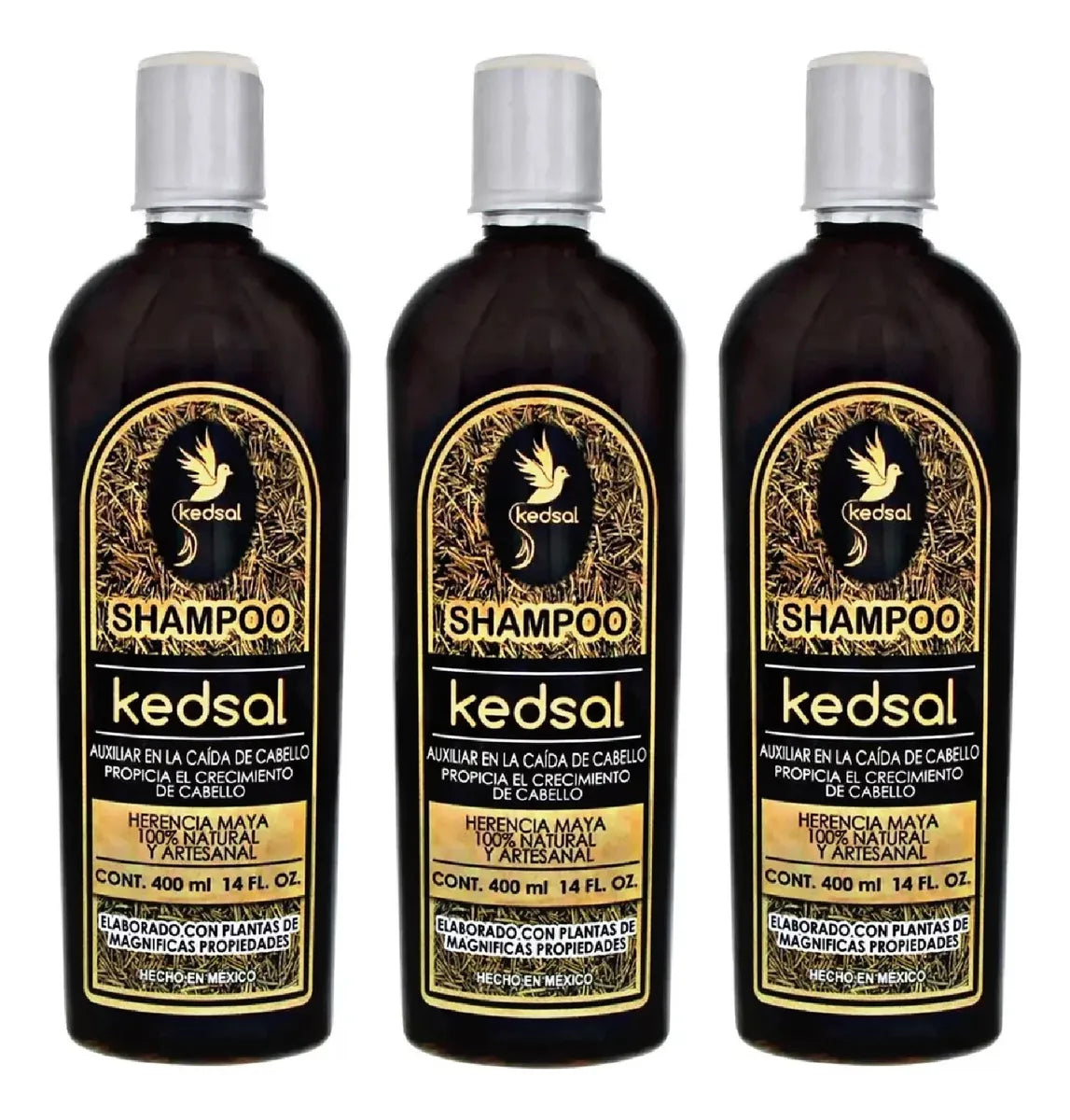 Shampoo Kedsal Anti Caída Artesanal, 400ml. (3 pack)