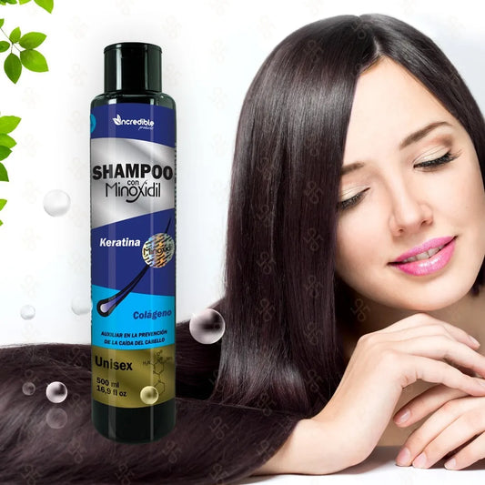 Incredible Minoxidil, Keratin & Collagen Shampoo | Sin Sal, 500 ml