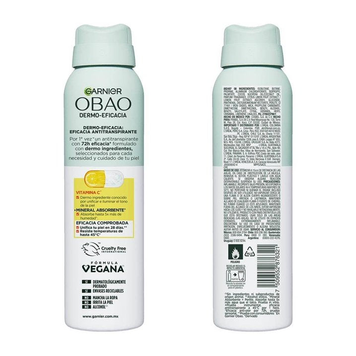 Garnier Obao Dermo Eficacia Vitamin C Antiperspirant Spray | 150 ml (2 Pack)