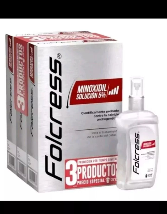 Folcress Minoxidil 5% Topical Solution | Solución Tópica, 3-Pack / 3 Frascos