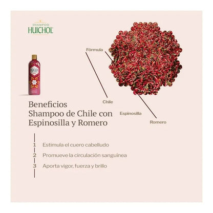 Shampoo Huichol Chile & Romero Hair Loss Treatment, 400 ml. (3pack)
