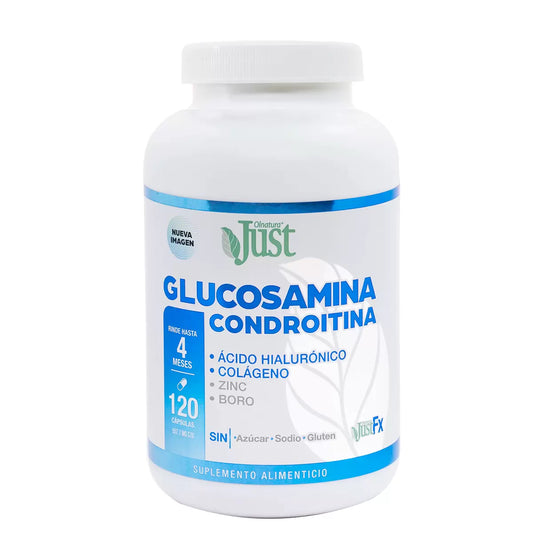 Just Glucosamine, Condroitina, Ácido Hialurónico, Colágeno, Zinc y Boro - 120 Capsules