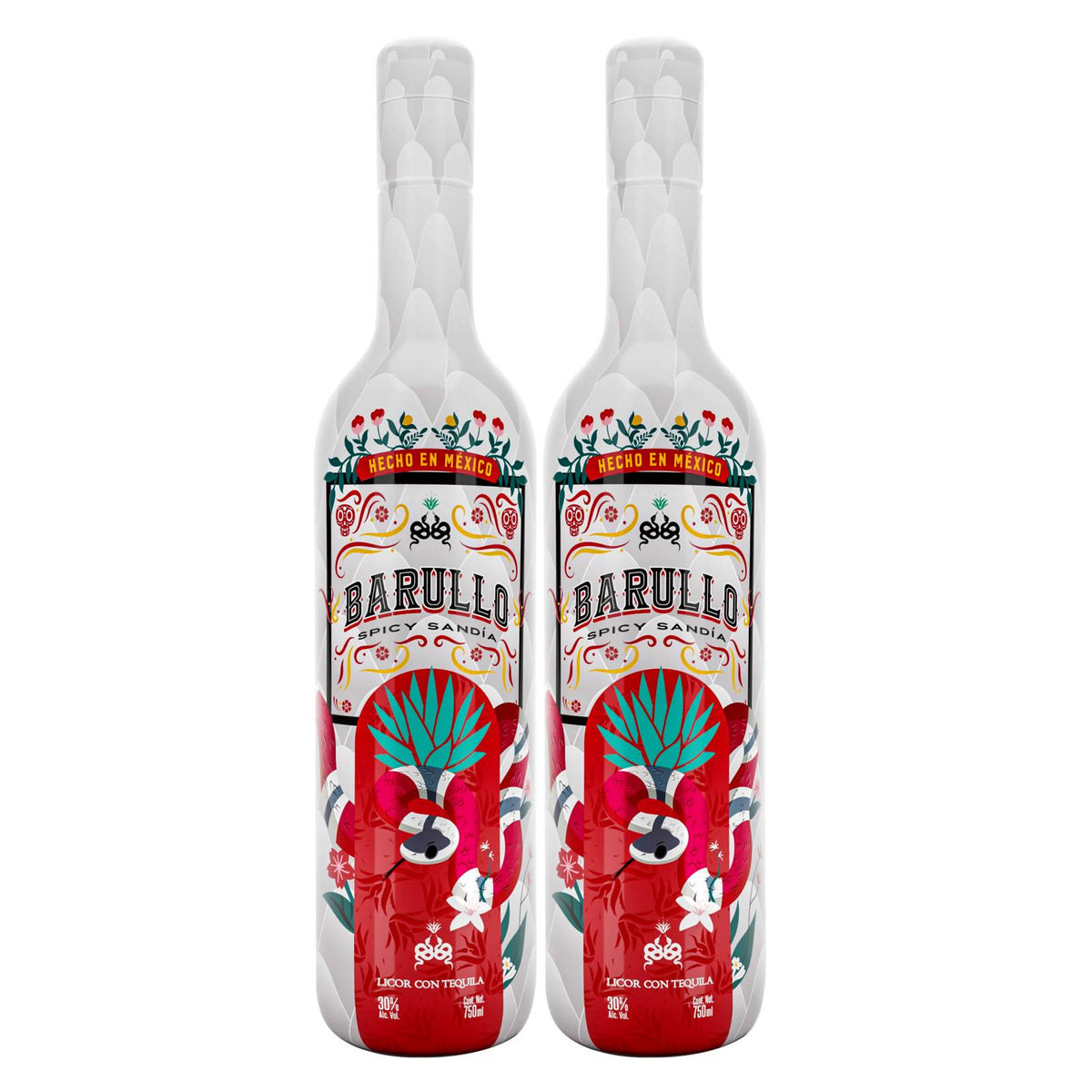Barullo Spicy Watermelon Tequila / Tequila de Sandía Picante – 750 ml (2 Pack)