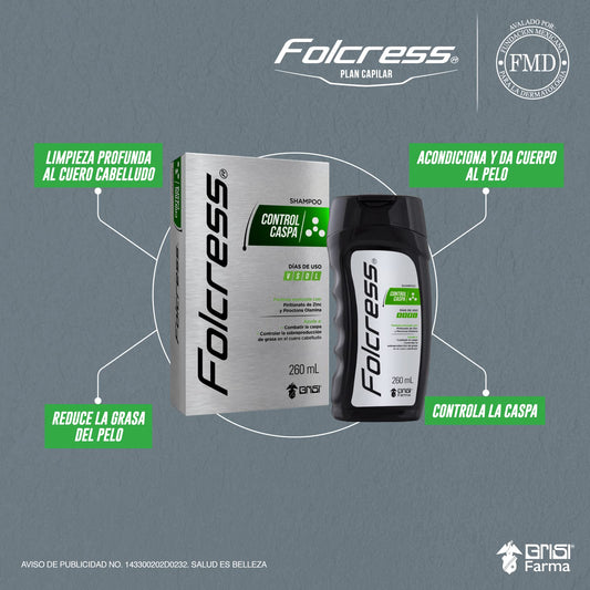Folcress Control Caspa Shampoo - Control Excess Oil and Dandruff with Ease