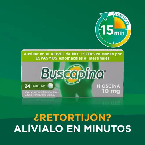 Buscapina, an aid in stomach pain relief, 24 tablets.