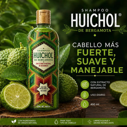Huichol Bergamot Shampoo | Shampoo de Bergamota, 400 mL (2 Pack)