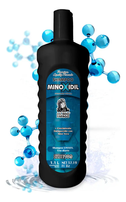 Del Indio Papago Minoxidil Shampoo with Aloe Vera | Shampoo con Aloe Vera, 1.1 L
