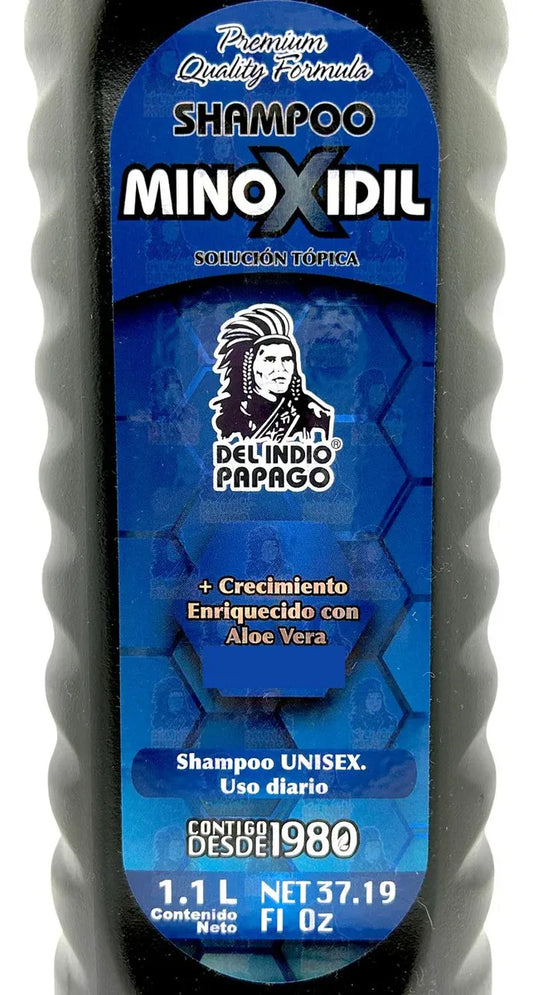 Shampoo Minoxidil Del Indio Papago, Enriquecido Con Aloe Vera 1.1L. (2 pack)