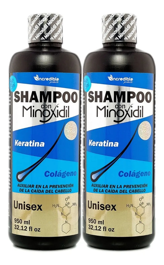 Shampoo Sin Sal Minoxidil Keratina Colageno Shampo - 950ml -Incredible (2 pack)