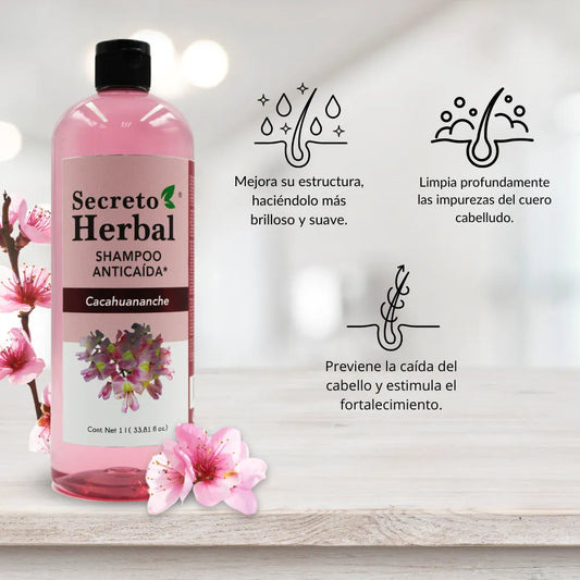 Shampoo Anticaída Y Regenera Cacahuanache Secreto Herbal 1L