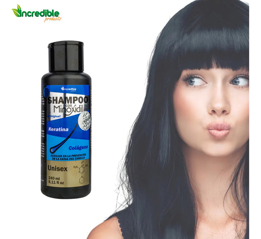 Shampoo Sin Sal Minoxidil Keratina Colageno - 240ml- Incredible
