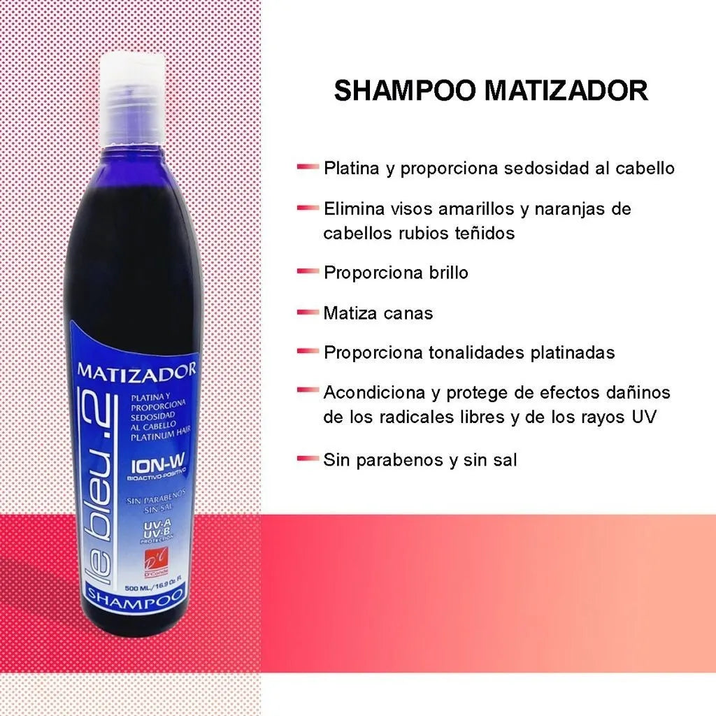 Shampoo Matizador Le Bleu D'Conde, 250ml,  Platina Y Da Brillo (2 pack)