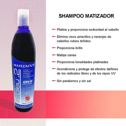 Shampoo Matizador Le Bleu D'Conde, 250ml,  Platina Y Da Brillo (2 pack)