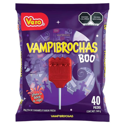 Vero Vampibrochas Boo Strawberry Lollipops | Paletas de Fresa, 560 g