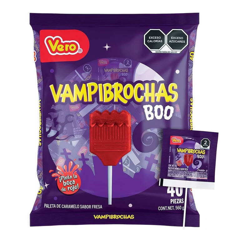Vero Vampibrochas Boo Strawberry Lollipops | Paletas de Fresa, 560 g