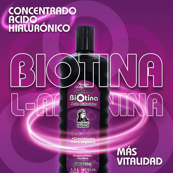 Del Indio Papago Biotin + Hyaluronic Acid Shampoo | Biotina + Ácido Hialurónico, 1.1 L